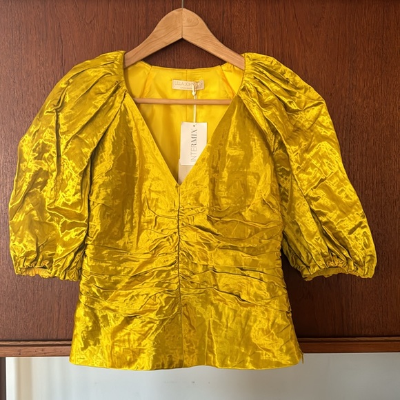 ULLA JOHNSON
Vera Shiny Puff-Sleeve Top. Size XS - Picture 3 of 15